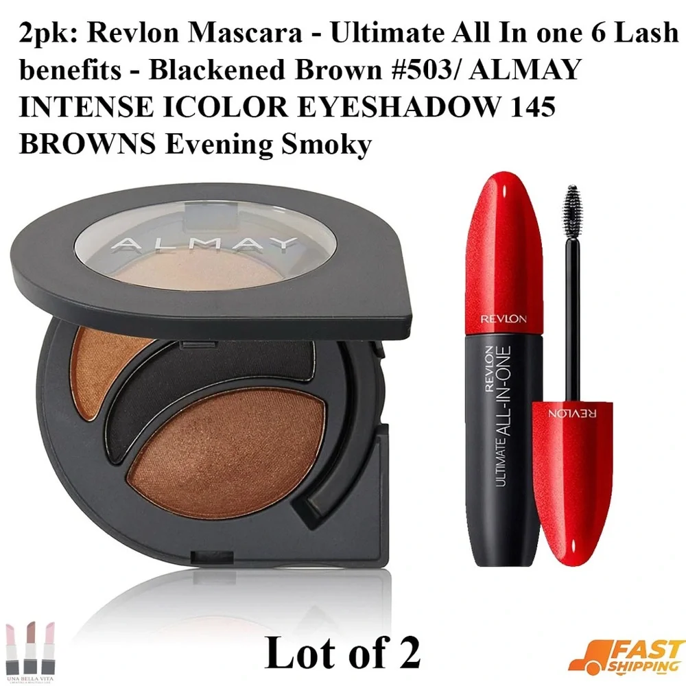 Almay Intense I-Color Eyeshadow and Revlon Mascara Set - Brown and Black